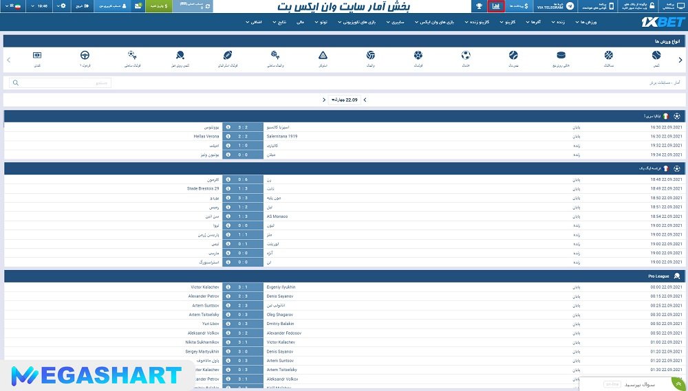 بخش آمار سایت وان ایکس بت