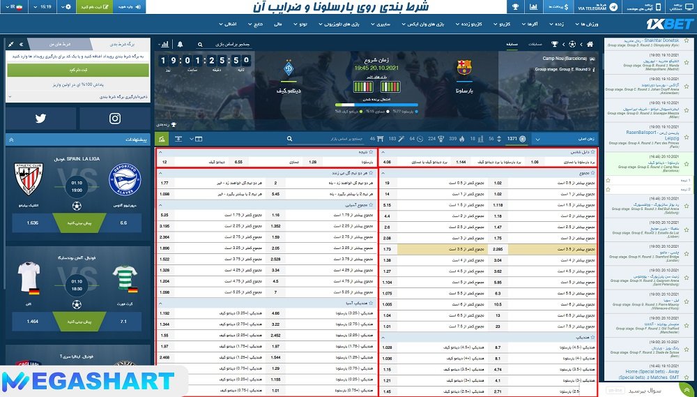 شرط بندی روی بارسلونا و ضرایب آن