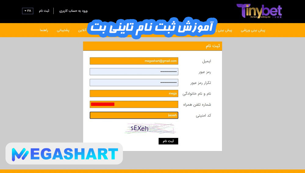 آموزش ثبت نام تاینی بت