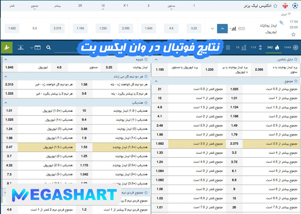 نتایج فوتبال در وان ایکس بت