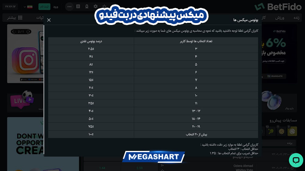 میکس پیشنهادی در بت فیدو