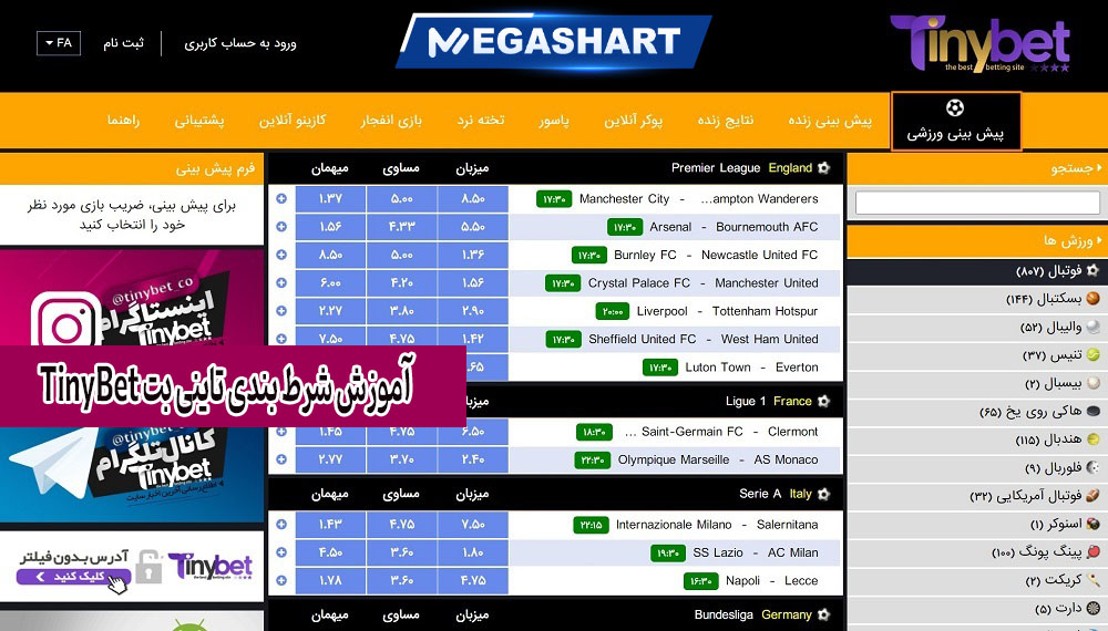 آموزش شرط بندی تاینی بت TinyBet