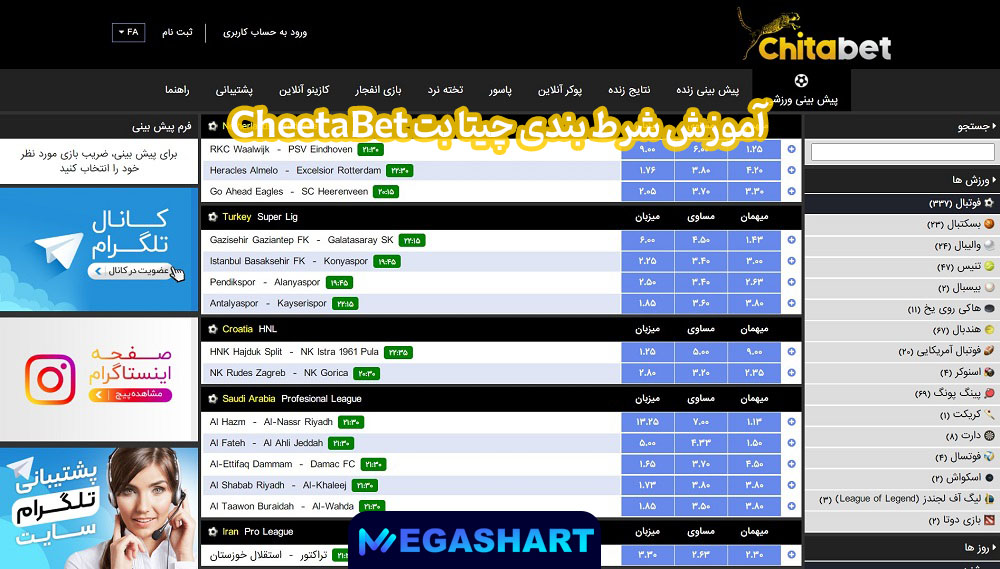 آموزش شرط بندی چیتا بت CheetaBet