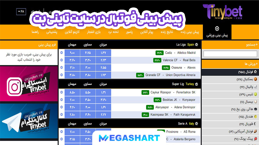 پیش بینی فوتبال در سایت تاینی بت