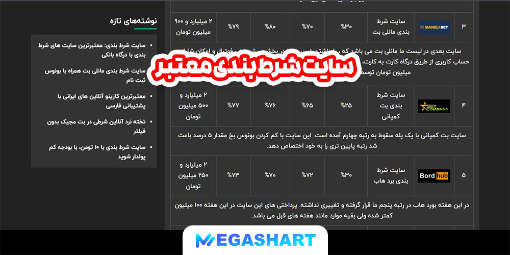 سایت شرط بندی معتبر