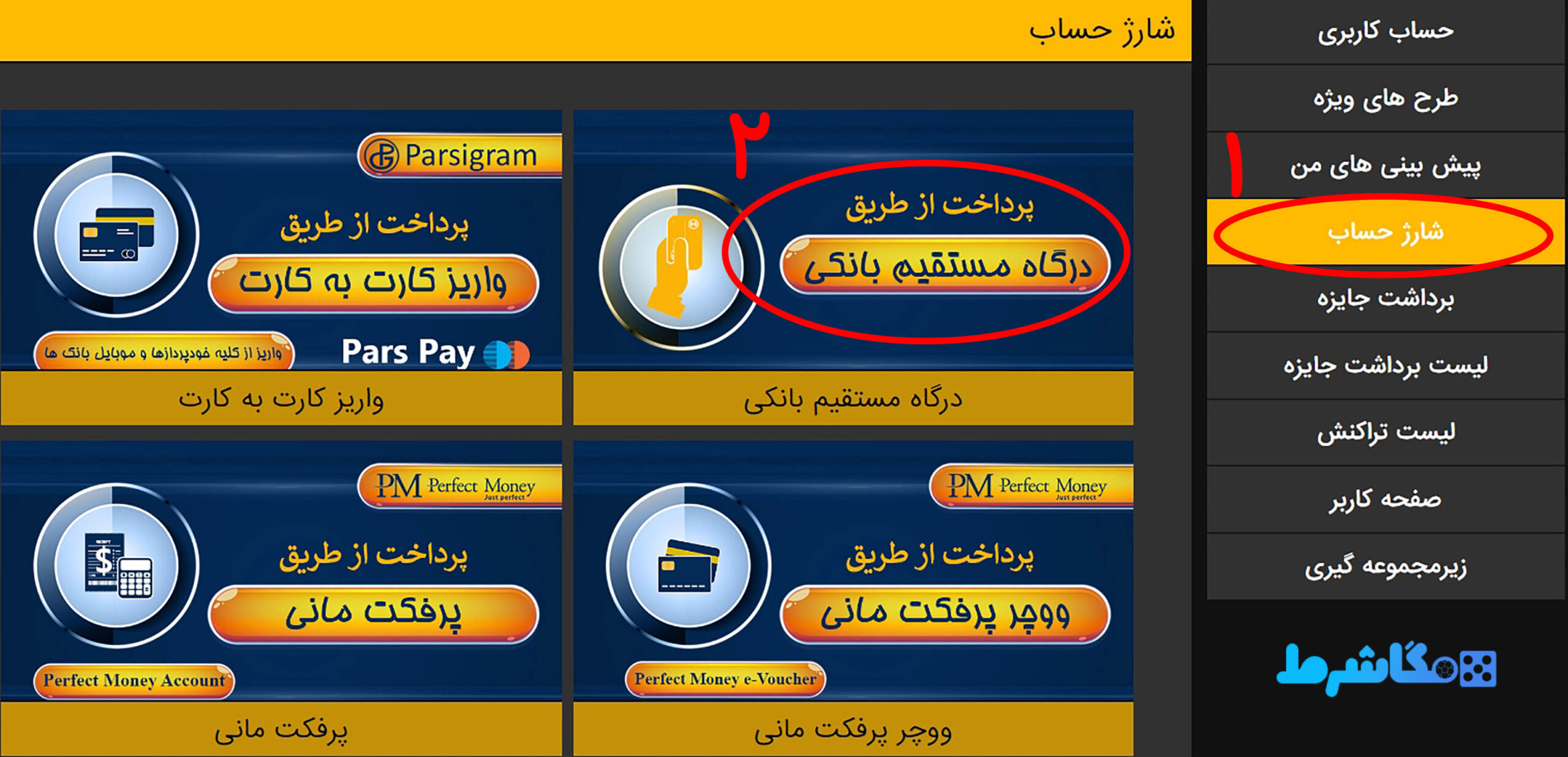 نحوه واریز در BetForward